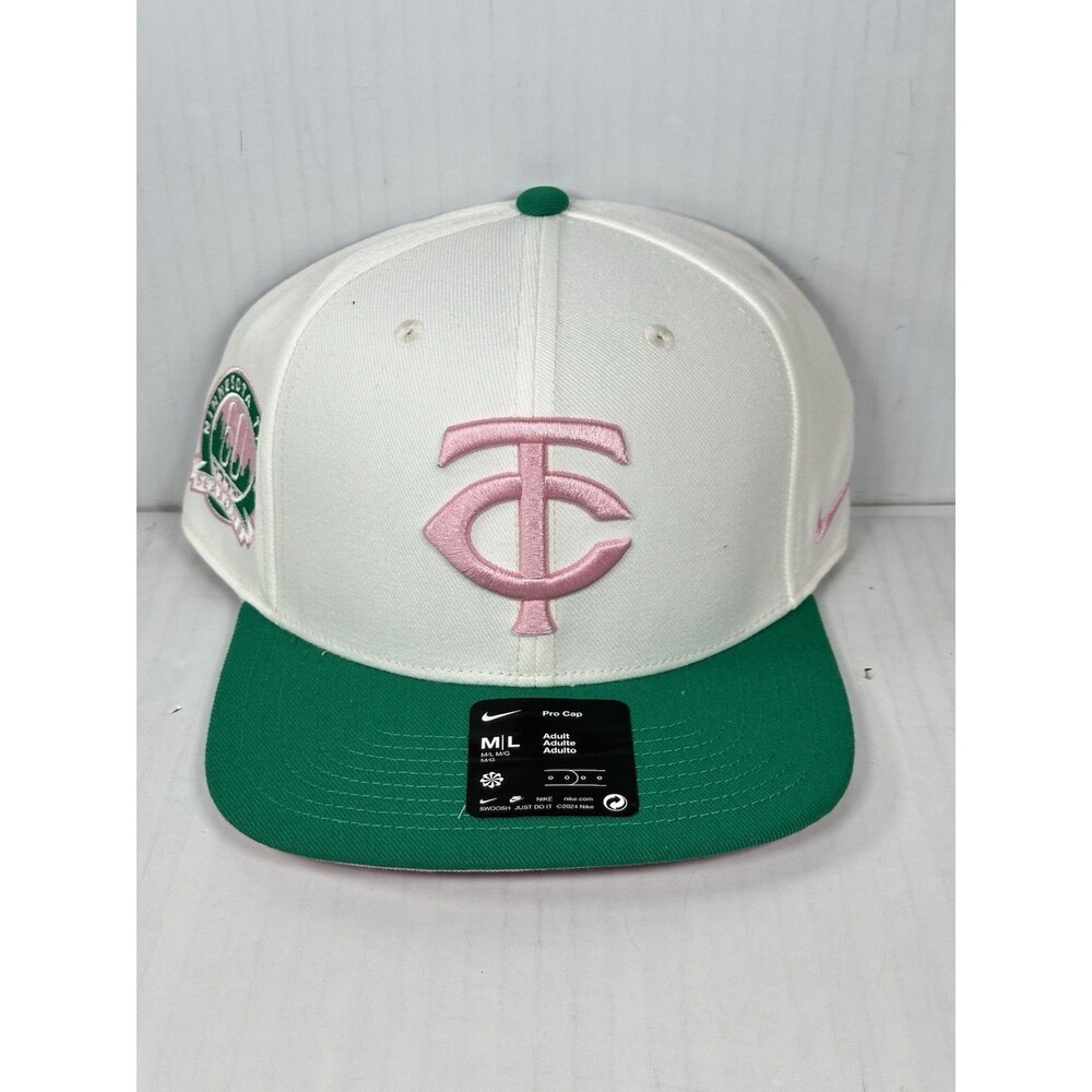 Size M/L Nike Minnesota Twins MLB Baseball Pro Cap Hat Green Pink Adult NWT